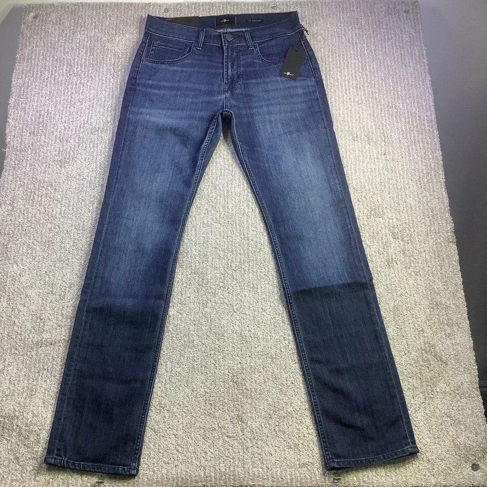 7 For All Mankind Mens The Straight Airweft Denim Jeans Blue Size 31 x 34 NWT
